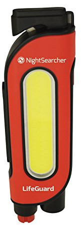 NightSearcher LifeGuard 5 in 1 strumento di fuga per auto, proiettore a LED con batteria AAA, torcia, luce di emergenza rossa, rompi finestrini, taglia cintura
