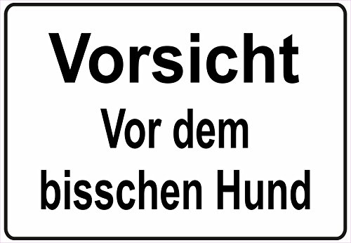 Schild Hinweisschild Hinweis Vorsicht vor dem bisschen Hund Achtung Aufpassen