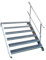 Srm-Design 6 Stufen Stahltreppe, einseitig für unebenes Gelände, Breite 100 cm, Geschosshöhe 90-120 cm, Robust, Außentreppe, Silber