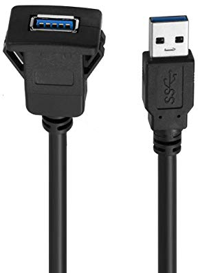 baolongking USB Armaturenbrett-Kabel für bündige Montage, USB 3.0, Verlängerungskabel für Armaturenbrett, für Auto, Boot, Motorrad (Square Single USB 3.0 2M)