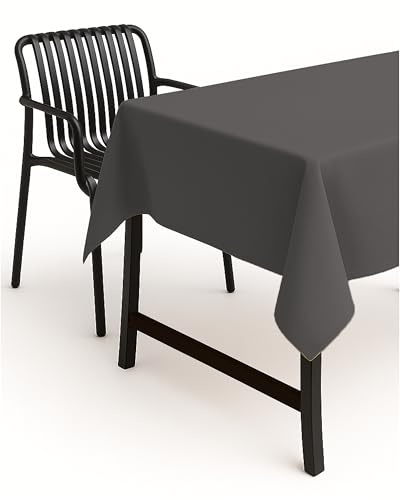 texpot Tischdecke 160 x 260 cm oval Dunkelgrau Leinenoptik Lotuseffekt Fleckschutz Bügelfrei Tischtuch