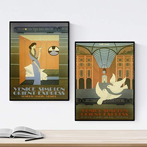 Nacnic Poster Jahrgang. Poster, die Welt der Werbung. Zwei Blätter Vintage Zugstrecken. A3 Größe