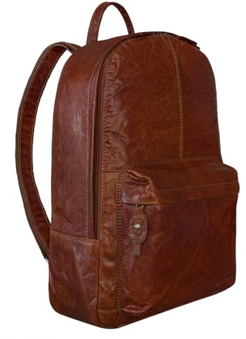 STILORD 'Marley' Echtleder Rucksack Vintage für Business Schule Uni Moderner Laptop Rucksack Großer Daypack für Breite DIN Ordner A4 Echtes Leder, Farbe:brandy - braun