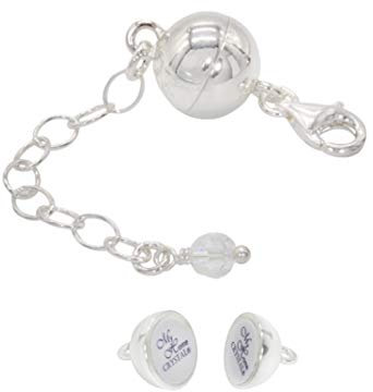 My Home Crystal - Magnetverschluss Juwelierqualität für Ketten und Armbänder 925/35 AG Silber mit und ohne Verlängerung/Doppelkarabiner (Magnet mit Verlängerungskette 8mm)