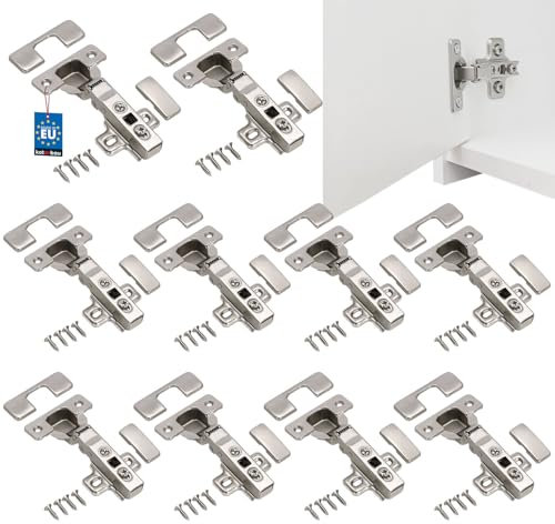 KOTARBAU® 10 x Bisagras de cazoleta rectas, Bisagras para muebles, Bisagras de cierre suave, Bisagras invisibles para armarios, Bisagra cazoleta recta, Apertura 102° 10 uds