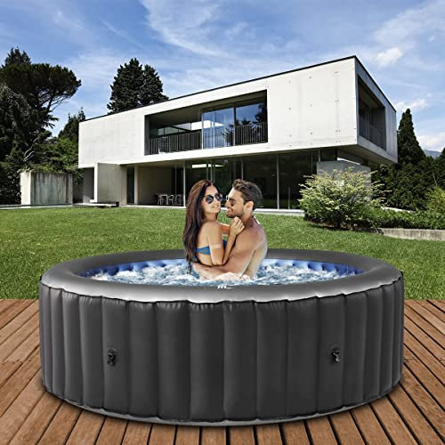Miweba MSpa D-SC06 - Bañera Hidromasajes Hinchable para 6 Personas, 132 boquillas, 204 x 70 cm, Certificado TÜV, 930 litros, Color Plateado