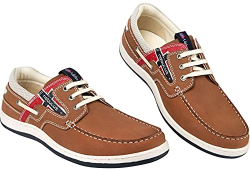 Nebulus T155 - Leder-Bootsschuhe Riva (Modell: P5776 - Herren, Hellbraun; Schuhgröße: 42)