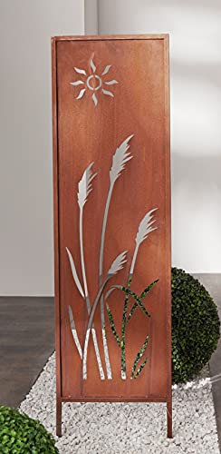Dekoleidenschaft Panneau décoratif en Forme de Roseau - 117 cm de Haut - en métal Aspect Rouille - Décoration de Jardin pour extérieur