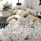 Boho Floral Bedding Set Yellow Flower Duvet Cover Blue Red Blossom Comforter Cover Botanical Country Garden Leaf Branch Quilt Cover for Kids Girls Women Room Decor King Size,White Brown