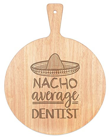 Nacho Media Dentista Pizza Tabla Paleta Bandeja Mango Redondo de Madera 45x34cm