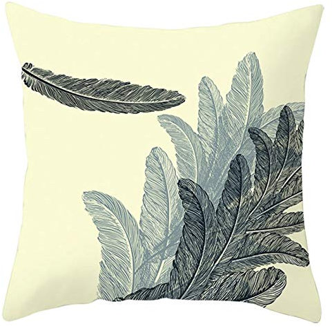 Banemi Kissenbezug 50X50cm Kinderzimmer, Blattfeder Beige Gelb Grün Polyester für Schlafzimmer Sofa
