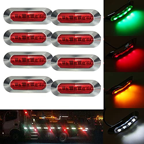 Etomvoop 8 x LED-Seitenmarkierungsleuchten, wasserdicht, 4 LEDs, für 12 V-24 V, LKW, Anhänger, Wohnmobil, Boot, Marine (rot)