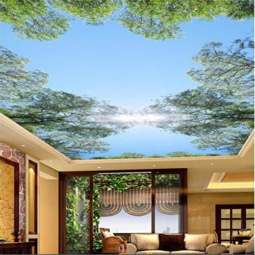 Benutzerdefinierte Fototapete 3D Schöne Baumkrone Blauer Himmel Sonne Wohnzimmer Schlafzimmer Decke Dekoration 3D Tapete,430(W)*300(H)Cm