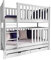 Etagenbett Malikuz, Hochbett mit 2 Schubladen, Stockbett für DREI Kinder, Kinderbett mit Lattenrost, Etagenbett 3 Personen, Bettrahmen aus Kiefernholz, Kinderzimmer (Weiß/Weiß., 80 x 180 cm)