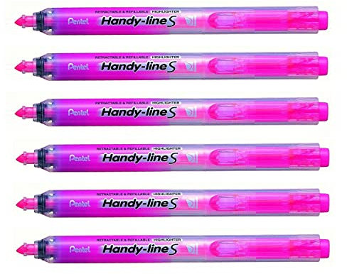PENTEL Handy-Line S Textmarker, einziehbar, nachfüllbar, Rosa, 6 Stück