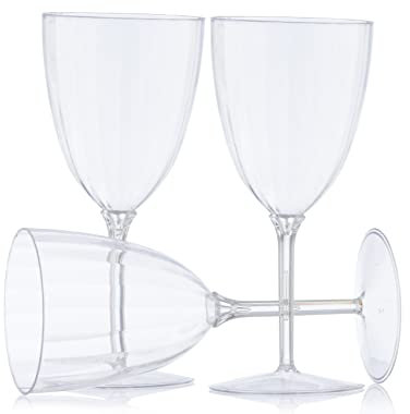 Decor Decorline - 48 x Gobelets à vin en Plastique Rigide de Qualité Supérieure des Verres à Vin - Transparent - pour les Mariages et Fêtes, 200 ml - Réutilisables et Stables