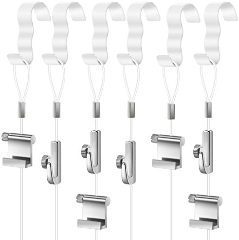 Ganci per appendere quadri, con cavo in nylon invisibile e ganci regolabili, per immagini da parete, mostre, gallerie d'arte, colore bianco (10 pezzi)