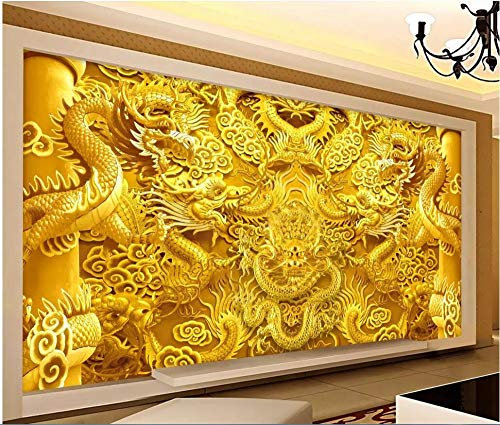 TANYANG Custom Photo 3D Modern Wallpaper Chinese Gold Distinguished Dragon Home Decor Living Room 3D Wall Murals Wallpaper for Walls 3 D 150Cm(W)×105Cm(H)
