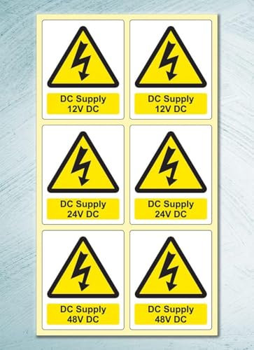 Lot de 30 étiquettes autocollantes pour tension d'alimentation CC 70 mm x 85 mm