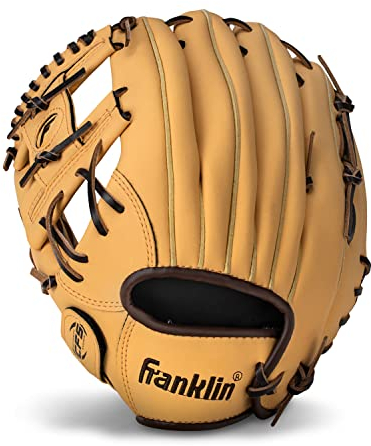 Franklin Sports Baseball + Softball Glove - Field Master Baseball + Softball Mitt - Adult + Youth Glove - Men's + Women's Baseball + Softball Gloves - Left Hand Throw - 11 - Camel Brown