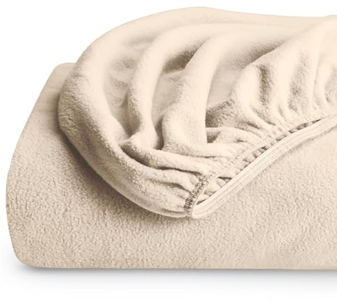 Bare Home Super Soft Fleece Fitted Sheet - Twin Extra Long Size - Extra Plush Polar Fleece, No-Pilling - Deep Pocket - All Season Cozy Warmth (Twin XL, Sand)