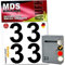 MDS Brand Zahlen Aufkleber 5cm Design Selbstklebende Klebezahlen | Vinyl Hausnummern zum Aufkleben für Briefkasten, Mülltonnen, Hausnummer für Außen & Innen (Schwarz, 3)