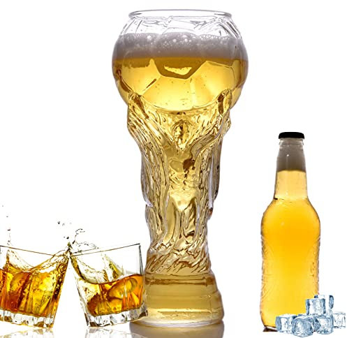 Tuzsocr Verres à bière Coupe du monde,450ML Verres à bière en forme de ballon de football,Tasse à Bière Créative,Verre transparent,Pour Les Fournitures De Bar De Fête Et Les Amateurs De Football