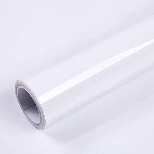 Mercoy 40cmx10m Klebefolie Möbel Selbstklebende Folie für Möbel Weiß Glitzer Tapete Möbelfolie Wasserdichtes Vinylfolie DIY Dekorativ Küche Schränke Weiß Hochglanz Möbelaufkleber