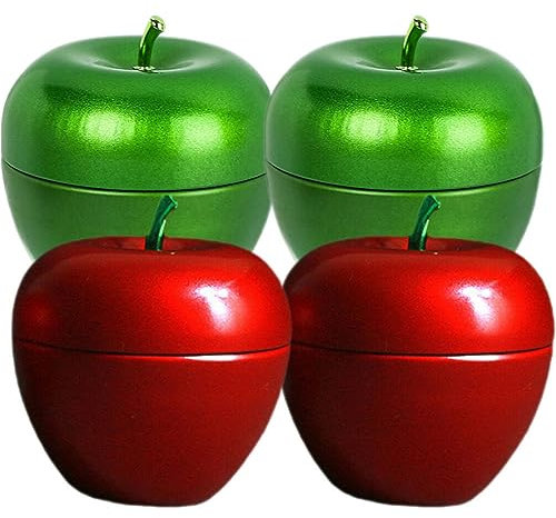 BESTonZON 4 Stück Teedosen Aus Metall In Apfelform Weißblech Bonbondosen Kaffeedose Honigdose Mehldose Keksdose Bonbondose Lebensmittelbehälter Spender Für Tee Kaffee
