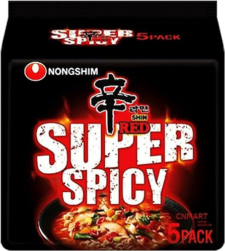 NongShim Shin Red Ramyun Super Spicy Instant Noodle 120g (Pack of 5)
