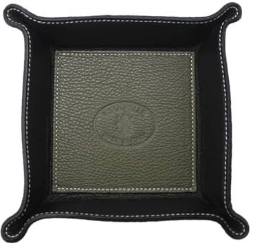 FrasiBags Svuotatasche Organizer Scrivania in Vera Pelle Made in Italy, Svuota Tasche Vassoio Porta Oggetti in Pelle Quadrato (Verde)