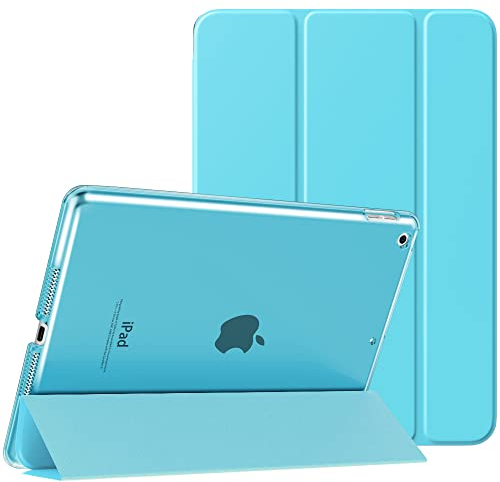 MoKo Case Compatible with iPad 9th Generation 2021 / iPad 8th Generation 2020 / iPad 7th Generation 2019, Translucent PC Back Cover Protective Case iPad 10.2 Inch with Auto Sleep/Wake, Peacock Blue