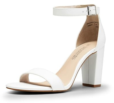 DREAM PAIRS Damen Klassische Sandalen mit Absatz Hochzeit Pumps elegant,Size 41,Weiss-Pu,SDHS2434W-E
