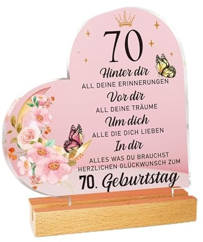 Vetbuosa Geschenke zum 70 Geburtstag Frau, Acryl-Plakette Mit Inspirierender Gravur, 1955 70. Geburtstag für Mama Mutter, Freunde, Ehemann, Ehefrau, 70. Geburtstag Geschenkideen