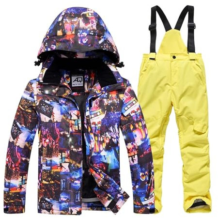 Schneeanzug Schneemantel Isolierte Winter-Skijacke for Kinder, Hosen-Set, wasserdichter, winddichter Schneeanzug, Jacken und Mäntel for Jungen und Mädchen Schneeanzug-Skijacke ( Color : G , Size : M (
