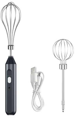 Batteur à œufs portable sans fil réglable à 3 vitesses, batteur à œufs portatif rechargeable par USB, petit fouet, mixeur à main sans fil pour la cuisine et la cuisine (B)