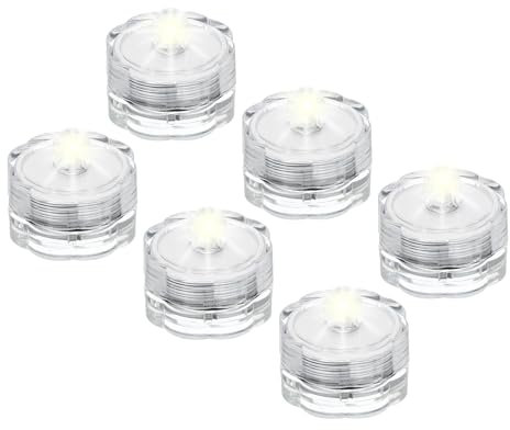 sourcing map Submersible Bright LED Tea Light, White Waterproof Flameless Candle for Party Wedding Festivals Decor, Pack of 6