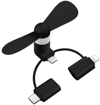Mini Ventilador USB,Mini Ventilador Portátil 3 en 1,Ventiladores De Teléfono Mini Portátil USB,Mini Ventilador De Teléfono,Ventilador De Refrigeración Portátil,Mini Ventilador Teléfono Móvil,Negra