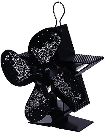 Zerodeko Kaminventilator mit Wärmestrom Weihnachtliches Design Sicher und Langlebig für Pellet und Holzöfen und Energieautark