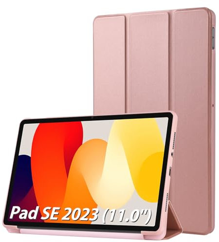 Simpeak Funda Compatible con Xiaomi Redmi Pad SE 11.0 Pulgadas, Carcasa Case Multi-ángulo Cubierta Folio con el Soporte/Reposo Automático de Despertador, Oro Rosa