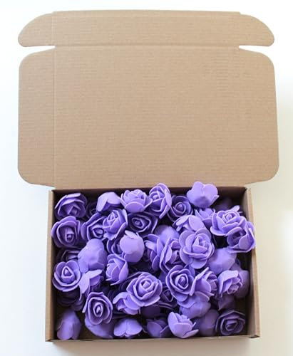 Generisch 72 Stück Künstliche Rosen-Box 3,5cm Blumenköpfe Mini Foamrosen Kunstrosen für Handwerk Brautstrauß Rosenstrauß Streublüten Streurosen Basteln in Aufbewahrungsbox