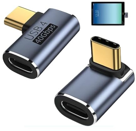 Confezione Multipla Adattatore Angolare USB-C 90 Gradi,Kit di Adattatori USB-C per Massima Flessibilità,Compatibile con Thunderbolt 4, USB4,Trasferimento Dati ad Alta Velocità e Ricarica Potente