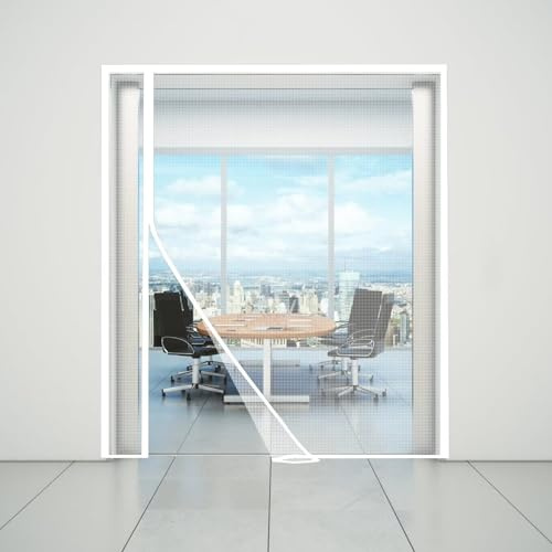 Rideau métallique - Rideau magnétique pour porte extérieure - 165x240cm - Rideau anti-mouches pour porte extérieure - En polyester - Ne se décolore pas Blanc