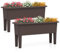 HOMASIS Set di 2 Orto Rialzato da Esterno, Vaso Rettangolare in PP da 29L con Gambe Rimovibili e Foro di Drenaggio, Fioriere Ideale per Balcone, Giardino, 80 x 30 x 40 cm (Marrone)