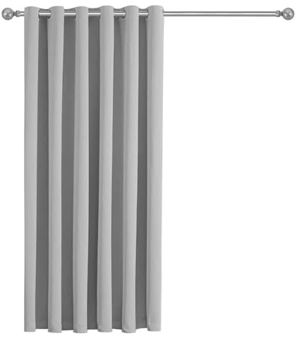 Imperial Rooms Blackout Eyelet Curtains for Bedroom 66x84 Inch Luxury Thermal Insulated Darkening Light Grey Door Curtain 1 Panel with 1 Tieback