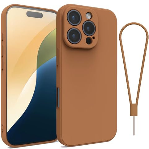 Andwing For iPhone 16 Pro Max Case,Silicone Case Soft Ultra For iPhone 16 Pro Max Phone Case Slim Protective Shockproof Cover Scratch-Resistant Microfiber Lining, 6.9 Brown