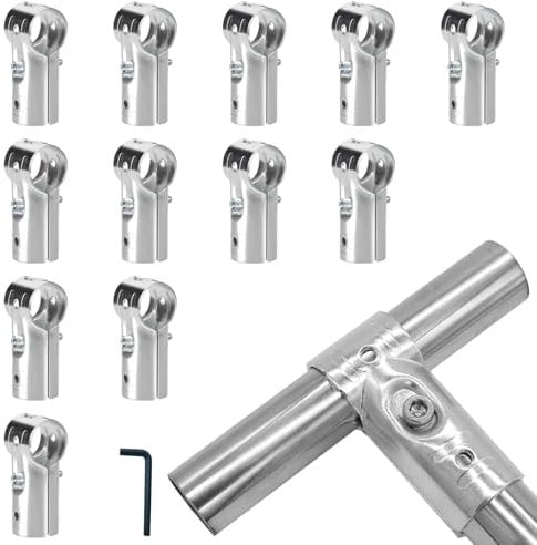 12 Stück T Rohrklemmen Verbindungsstück T Pipe Clamp Rohrverbinder Kettenglied Zaunklemme Eckbeschläge Endschienenklemme passend für Außendurchmesser 25 mm
