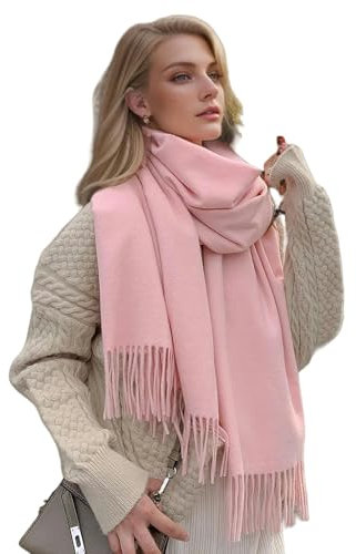WYLXIN Schals & Tücher für damen Kaschmir Schal Für Frauen Dicke Warme Winter Pashmina Schals Wraps Quaste Weibliche-wj-a1-pink-70x200cm