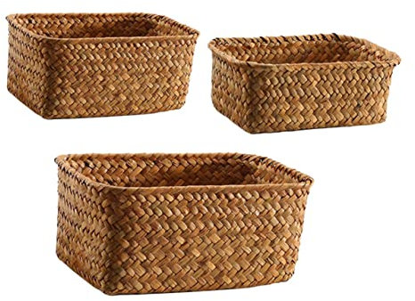 HOMOCONO 3stücke Korb Für Aufbewahrung Geflochten Aus Weide Als Obstkorb Oder Snackbehälter Geeignet Passt in Wohnzimmer Küche Oder Schlafzimmer Vielseitig Einsetzbar