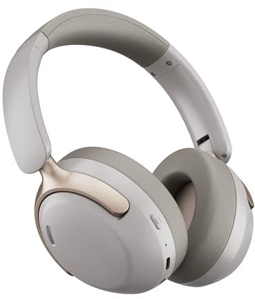 LORELEI Hybrid Active Noise Cancelling Headphones, QC30 Wireless Over Ear Headsets, 60H Playtime Bluetooth Headphones with Mic,Deep Bass Comfort Fit Ear Muff Soft-Earpads Fast Charging -Dunes Grey